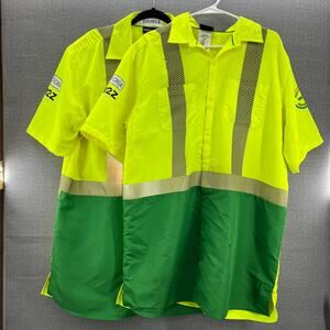 Waste‎ Management Flex Fit Reflective Button Up Shirts Lot 2 Uniform Size 1XLL